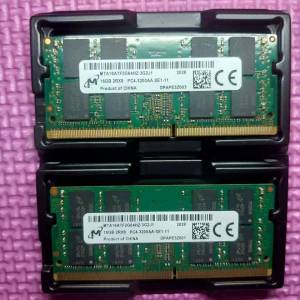 2 PCS of MICRON DDR4 16GB (TOTAL 32GB) 3200AA LAPTOP RAM