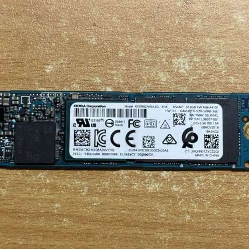 kioxia 512GB PCIE 3.0 NVMe SSD