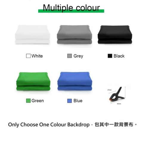 3m(W) x 1m(H) Chromakey Background / Backdrop With 4 Clamps 無縫棉質攝影背景...