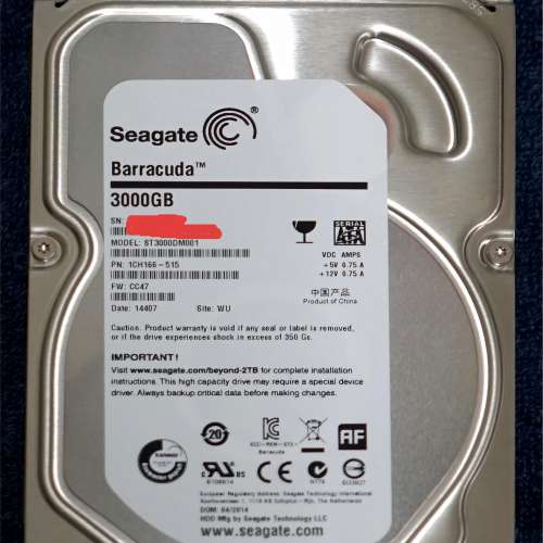 Seagate Barracuda 3.5-inch 7.2K 6.0 Gb/s SATA  Hard Drive 3TB (ST3000DM001)