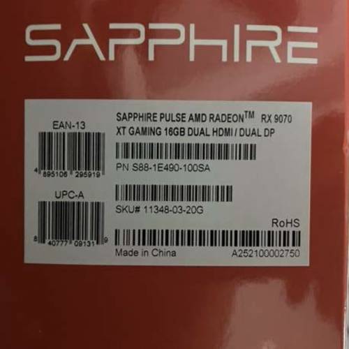Sapphire PULSE AMD Radeon™ RX 9070 XT GPU Display Card