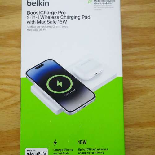 Belkin BoostCharge Pro 2 合 1 MagSafe Wireless Charging Pad 貝爾金 無線充電板...