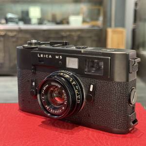 Leica M5 black film camera 2-lug version with M-Rokkor-QF 40mm f2