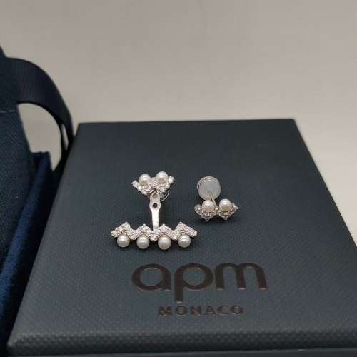 APM Monaco女士珍珠耳釘，W型波浪耳環