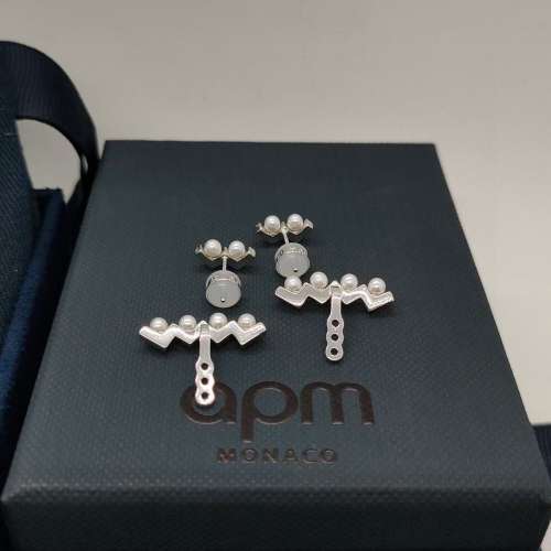 APM Monaco女士珍珠耳釘，W型波浪耳環