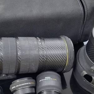 Sigma 120mm-300mm 2.8 一代超聲波摩打，跟兩支爭距鏡 1.4×及2×各一
