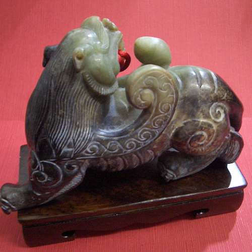 好難得 有"墨綠二色"！舊玉石