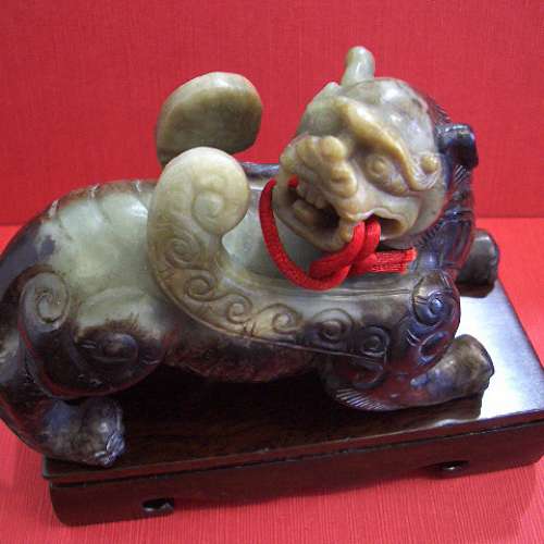 好難得 有"墨綠二色"！舊玉石