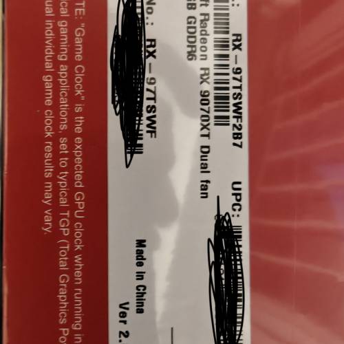 99%新 (Ver. 2.0) XFX Redeon RX 9070 XT Dual Fan Graphics Card