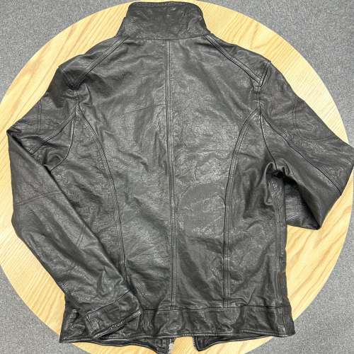 意大利男庒型格牛皮皮褸 （size M)