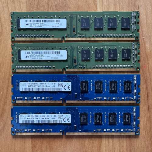 DDR3 4GB 2Rx8 PC3 12800U 2條 + DDR3 4GB 1Rx8 PC3 12800U 2條