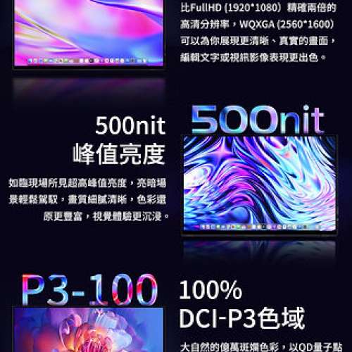 Zoho Z162KQT-V1 16吋 2K QLED量子點 觸控可攜式顯示器