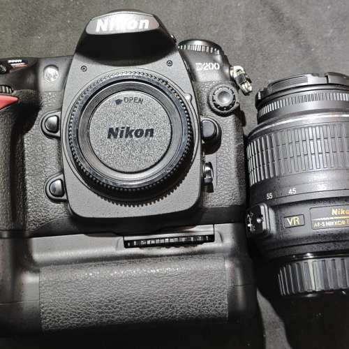 Nikon D200 CCD + MB-D200 grip 手柄 + 18-55 VR G  DX 尼康 18mm 55mm 18 55 冇盒...
