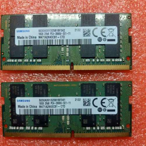 2  PCS of SAMSUNG DDR4 16GB (TOTAL 32GB) 2666V NOTEBOOK RAM