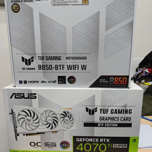ASUS TUF GAMING B850-BTF & TUF  RTX 4070 Ti Super BTF White OC Edition