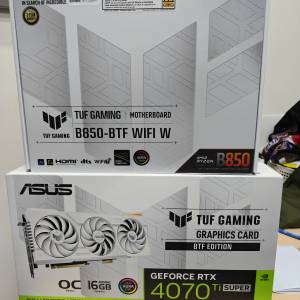 ASUS TUF GAMING B850-BTF & TUF  RTX 4070 Ti Super BTF White OC Edition