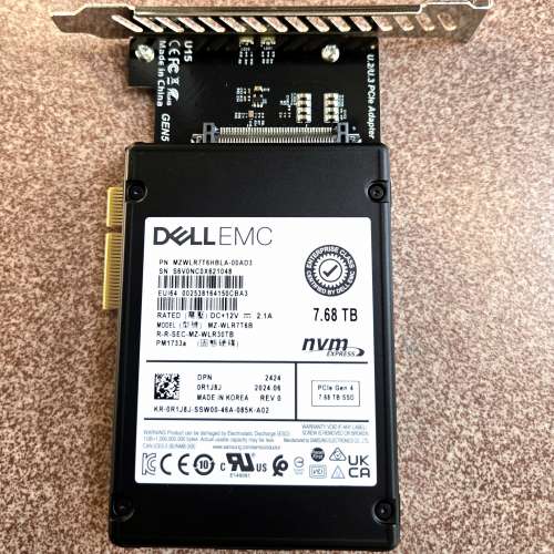 新買的企業級DELL EMC 7.68TB PCIe nvme U.2