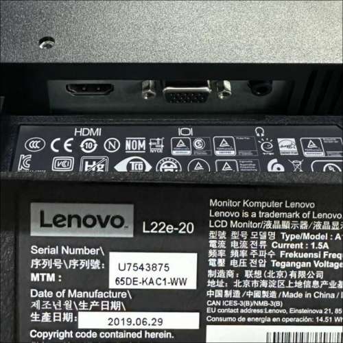 Lenovo l22e-20 monitor 24 吋電競顯示器 24" 24吋 FHD 無邊框 可掛牆 60Hz 22" LE...