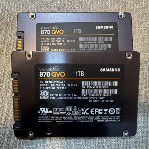 Samsung 870 QVO 1TB 2.5" SSD x2 二隻 二手 私人自讓