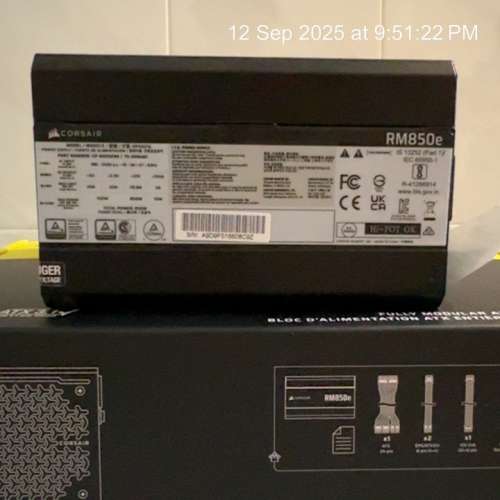 (Bought from 8/9/25) Corsair RM850e Fully Modular ATX 3.1 PSU 80 PLUS Gold cert