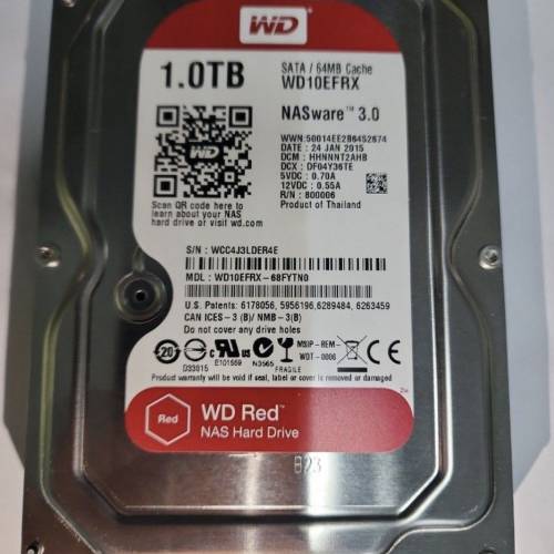 Western Digital Red NAS 3.5吋 5400rpm SATA3 HDD 1TB (WD10EFRX)