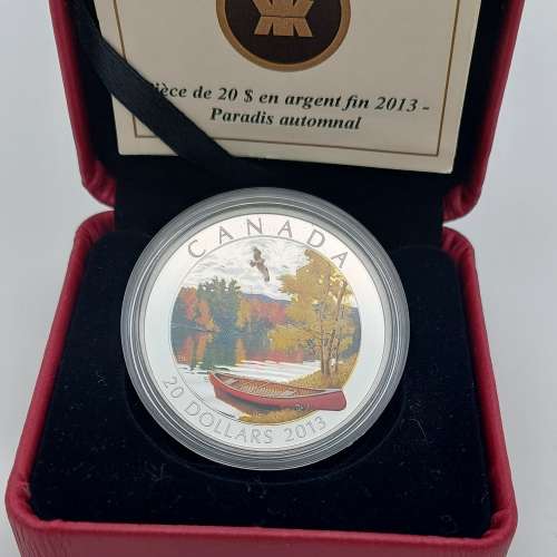 2013 $20 Fine Silver Coin, Autumn Bliss, 999,Canada,Pure Silver /Limited Edi...