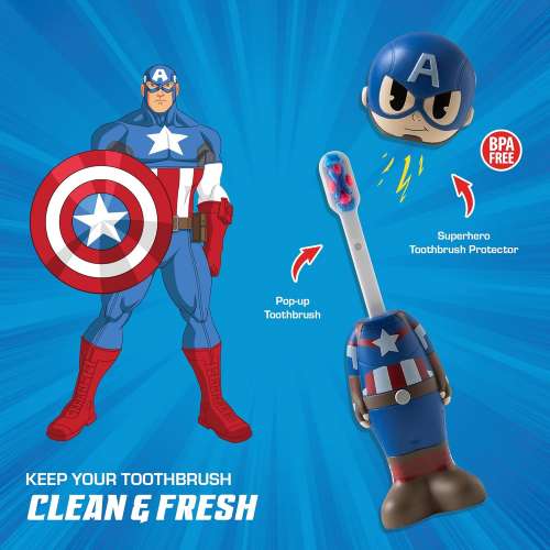 美國兒童牙刷 Brush Buddies Marvel Toothbrush-美國隊長
