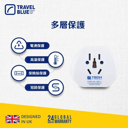 Tech by travel blue 13A/250V~香港轉換插蘇