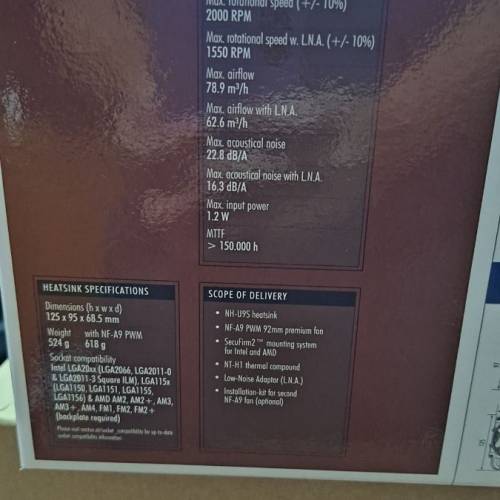 Noctua貓頭鷹 NH-U9S 散熱器 cooler