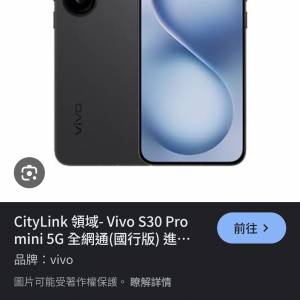 Vivo S30 pro mini 黑色 16＋512 ( 國行)