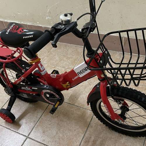 上海鳳凰 14吋兒童單車，可摺疊，有輔助輪，新凈，合3-5歲 / 身高90-120公分