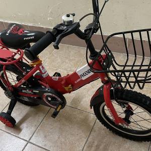 上海鳳凰 14吋兒童單車，可摺疊，有輔助輪，新凈，合3-5歲 / 身高90-120公分