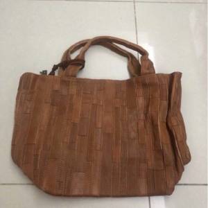 女裝 真皮 型格 啡色 手袋 women lady genuine leather brown shoulder bag