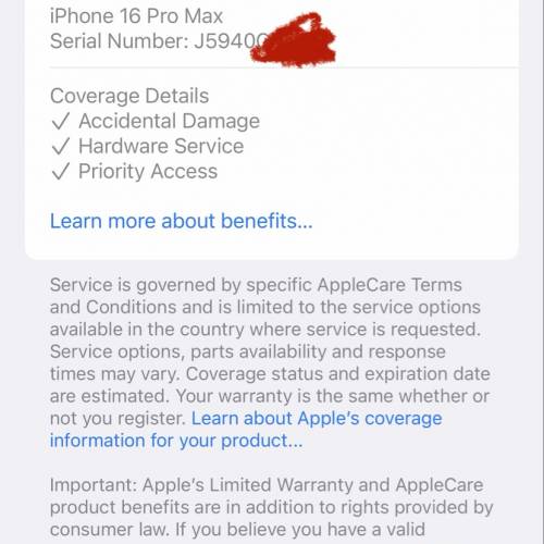 iPhone 16 Pro Max 沙漠金 1TB (Apple Care + 至12/2026）