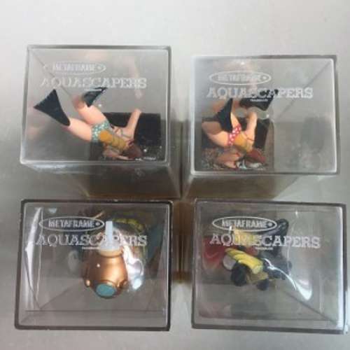 New Vintage Diver & Treasure Fish Aquarium Decor 1969 Metaframe Aquasc