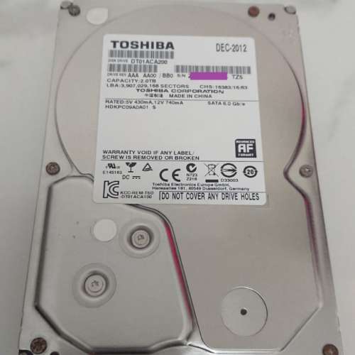 2 TB 3.5" 硬碟 (Yellow alert in SMART)