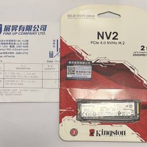 極少用 行貨有保 Kingston NV2 PCIe 4.0 NVMe SSD 2TB (SNV2S/2000G)