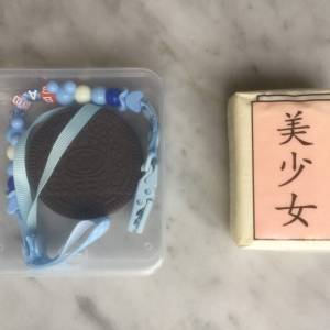 $40 100% 全新 BB 寶寶 牙膠 (oreo餅乾造型矽膠牙膠) - 有盒 , 有繩