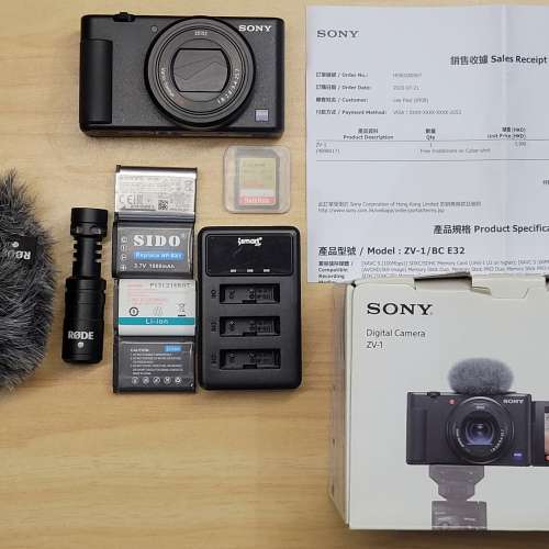 Sony ZV-1 VLOG Digital Camera (ZV1 黑色 VLOG 數碼相機) - 99% New，香港 Sony 專...