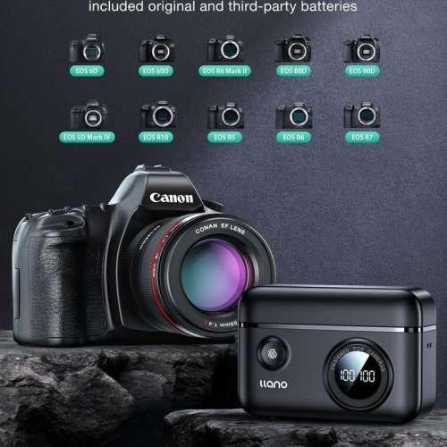 llano 7 PCS LP-E6NH USB-C七電池連快充雙充充電機 (2320mAh)