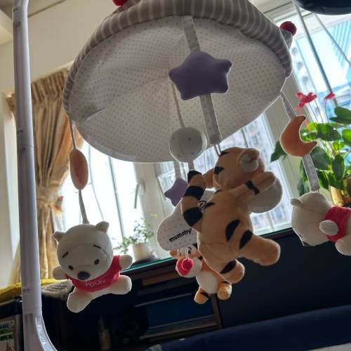 $200迪士尼床鈴嬰兒可旋轉布藝新生兒寶寶安撫玩具床挂件床頭音樂搖鈴藍牙遠程連接