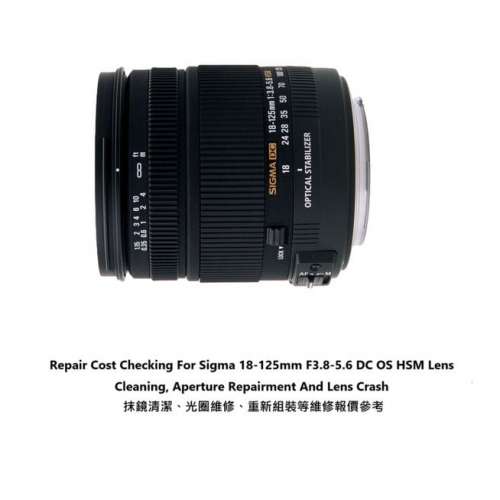 Repair Cost Checking For Sigma 18-125mm F3.8-5.6 DC OS HSM Lens Cleaning