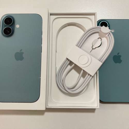 全新 iPhone 16 256gb eSim+實體sim 全原裝 Teal 一年Apple保養 what app 6497 6645