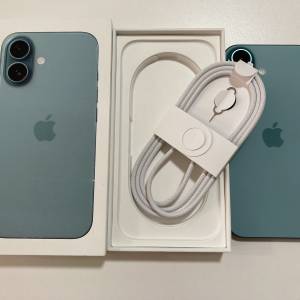 全新 iPhone 16 256gb eSim+實體sim 全原裝 Teal 一年Apple保養 what app 6497 6645