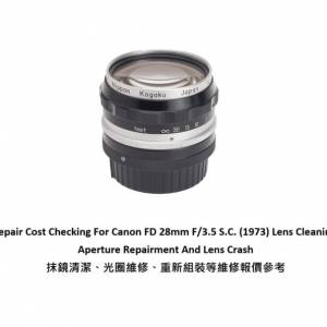 Repair Cost Checking For Nikon Nikkor-H Auto 28mm F/3.5 (1960) Lens Cleaning