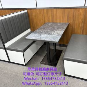 眾美德生產餐廳傢私，大理石餐檯，帶抽屜儲物桌子，可掀開儲物梳化坐凳