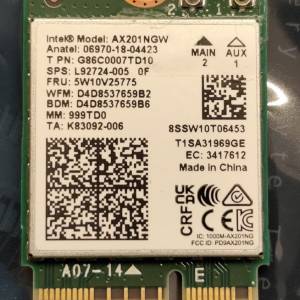 Intel AX201NGW Wi-Fi 6 / Bluetooth 5.2 for CNVio2 M.2