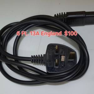 U.K.- 13A Power Cable - 6 Ft