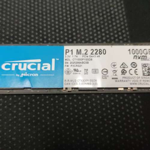 Crucial P1 M.2 2280 SSD 1TB (CT1000P1SSD8)