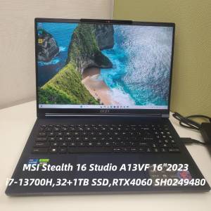 MSI Stealth 16 Studio A13VF 16吋 (2023) (240Hz, i7-13700H, 32GB+1TB SSD, RTX4...